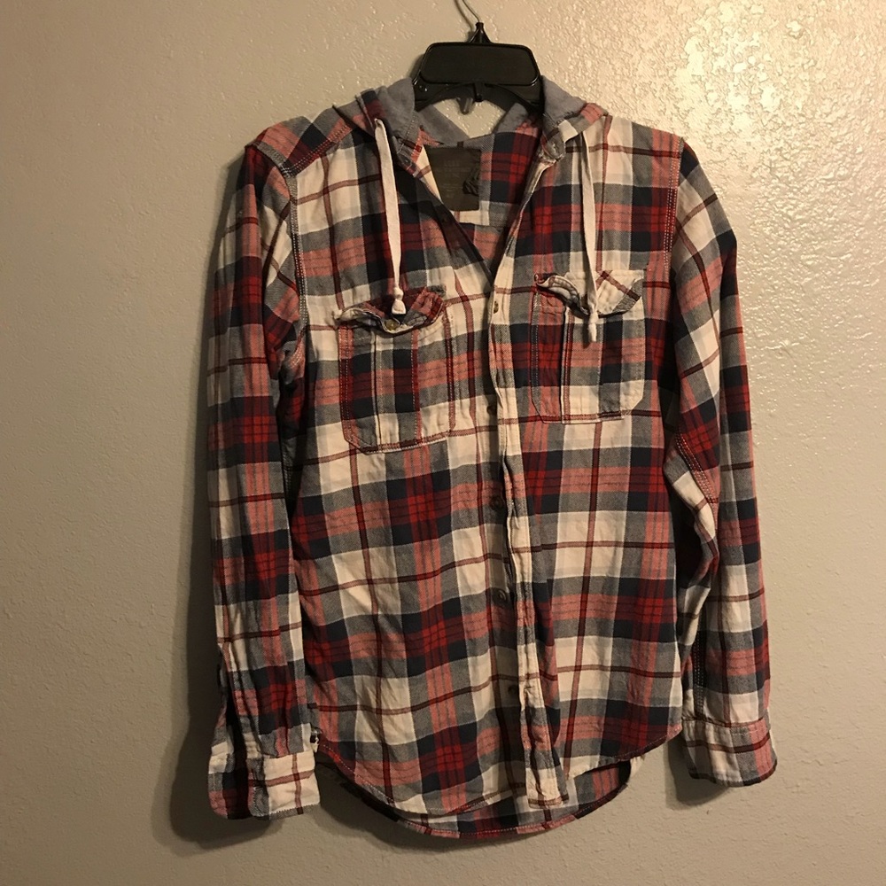 Hooded Plaid Shirt